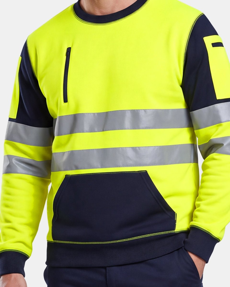 Hi-Vis Workwear Sweatshirt | Neon Green & Navy with Reflective Tape – NOROZE