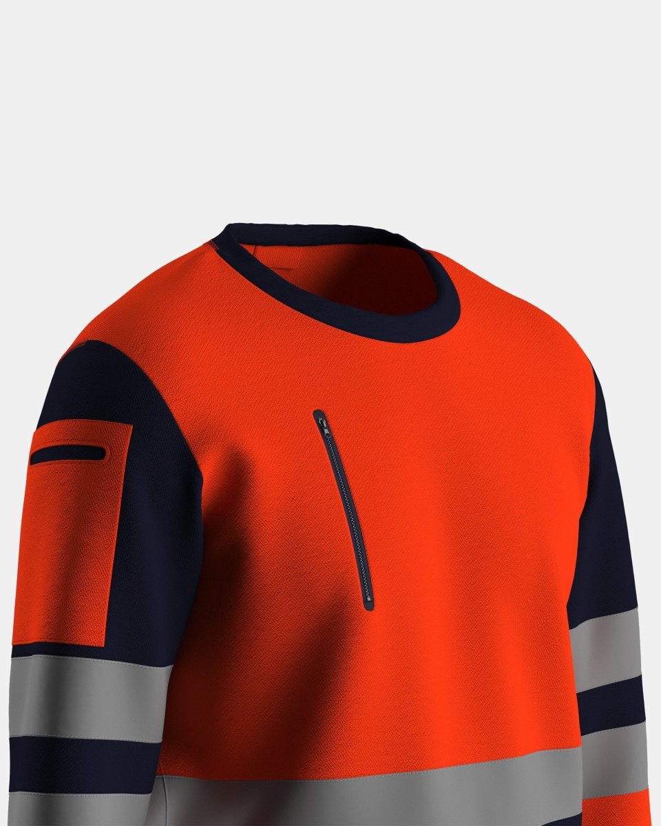 Hi - Vis Workwear Sweatshirt | Neon Orange & Navy with Reflective Tape – NOROZE