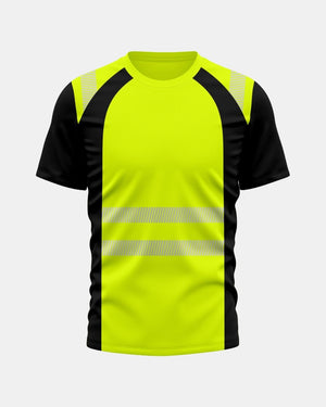 Hi-Vis Workwear T-Shirt | Neon Green & Black with Reflective Stripe – NOROZE
