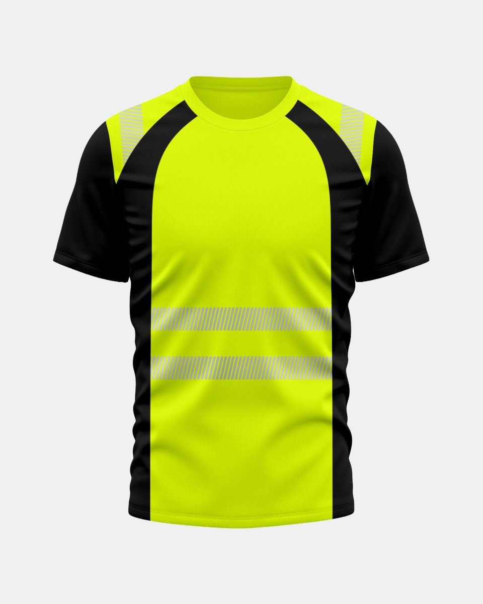 Hi-Vis Workwear T-Shirt | Neon Green & Black with Reflective Stripe – NOROZE