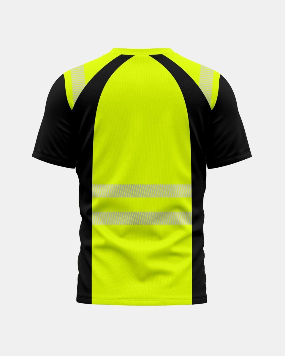 Hi-Vis Workwear T-Shirt | Neon Green & Black with Reflective Stripe – NOROZE