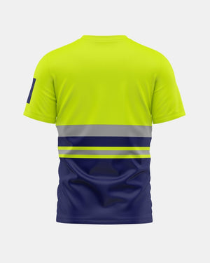 Hi-Vis Workwear T-Shirt | Neon Green & Navy with Reflective Stripe – NOROZE
