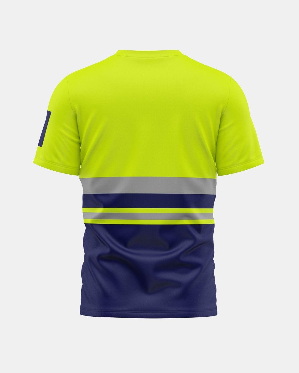 Hi-Vis Workwear T-Shirt | Neon Green & Navy with Reflective Stripe – NOROZE