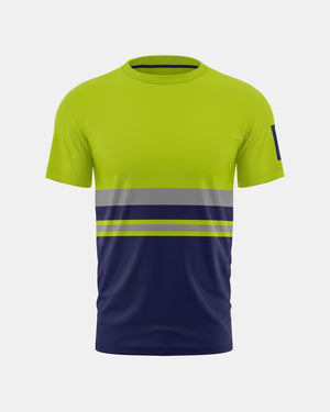 Hi-Vis Workwear T-Shirt | Neon Green & Navy with Reflective Stripe – NOROZE