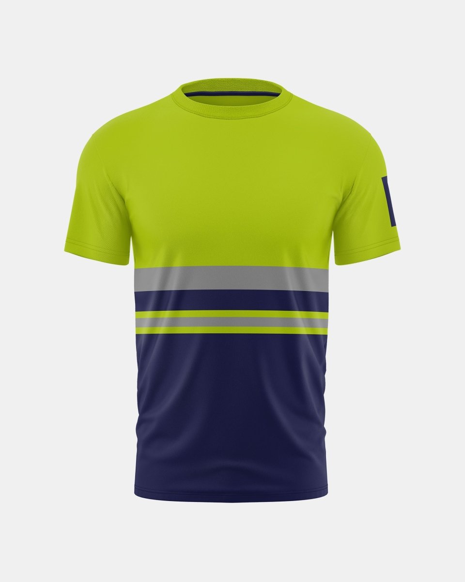 Hi-Vis Workwear T-Shirt | Neon Green & Navy with Reflective Stripe – NOROZE