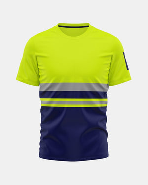 Hi-Vis Workwear T-Shirt | Neon Green & Navy with Reflective Stripe – NOROZE
