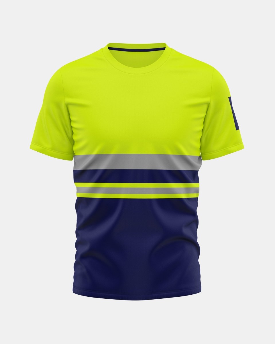 Hi-Vis Workwear T-Shirt | Neon Green & Navy with Reflective Stripe – NOROZE