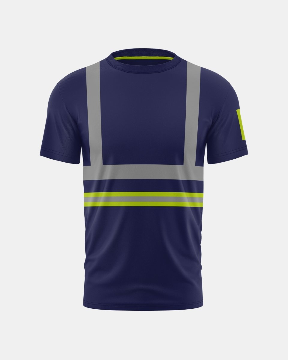 Hi-Vis Workwear T-Shirt | Neon Green & Navy with Reflective Stripe – NOROZE