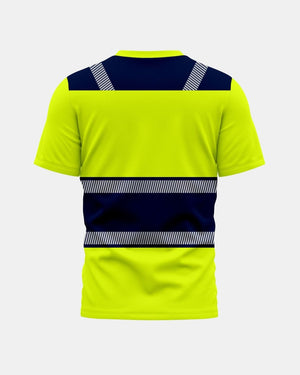 Hi-Vis Workwear T-Shirt | Neon Green & Navy with Reflective Stripe – NOROZE