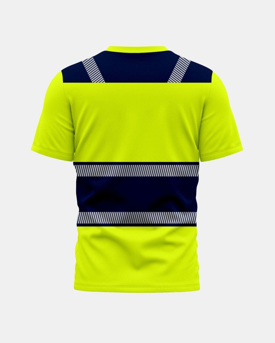 Hi-Vis Workwear T-Shirt | Neon Green & Navy with Reflective Stripe – NOROZE