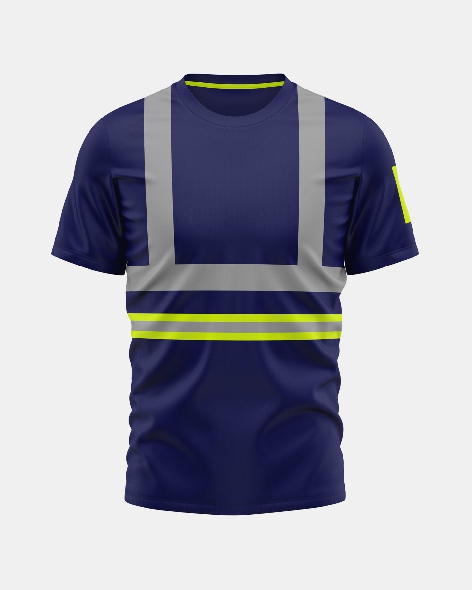Hi-Vis Workwear T-Shirt | Neon Green & Navy with Reflective Stripe – NOROZE