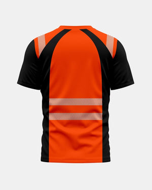 Hi-Vis Workwear T-Shirt | Neon Orange & Black with Reflective Stripe – NOROZE