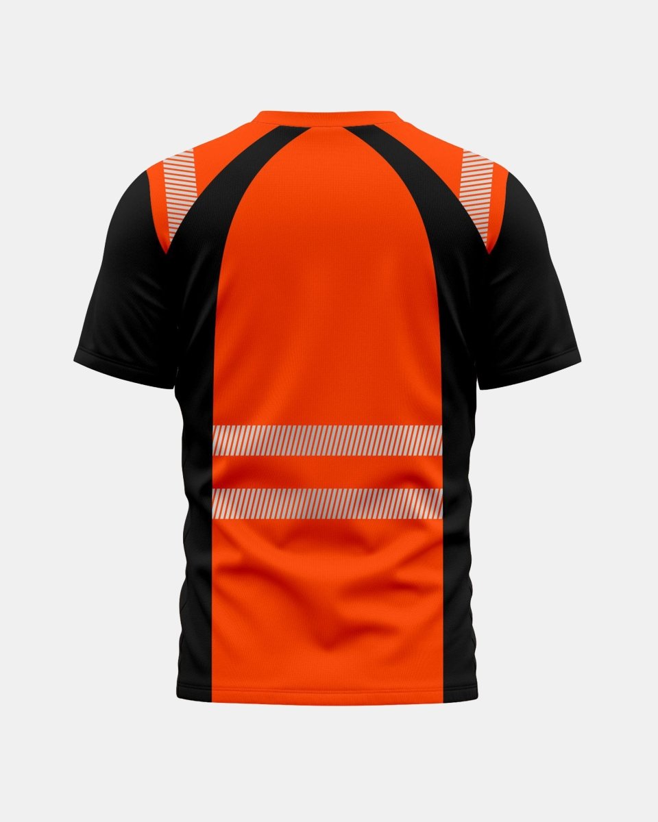 Hi-Vis Workwear T-Shirt | Neon Orange & Black with Reflective Stripe – NOROZE