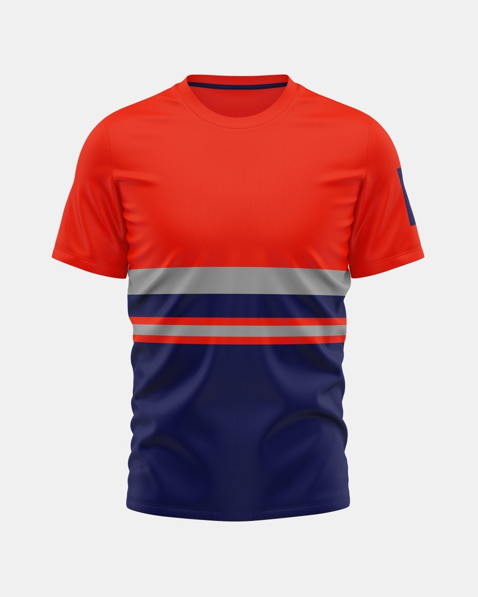 Hi-Vis Workwear T-Shirt | Neon Orange & Navy with Reflective Stripe – NOROZE