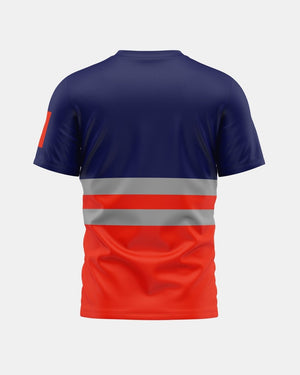 Hi-Vis Workwear T-Shirt | Neon Orange & Navy with Reflective Stripe – NOROZE