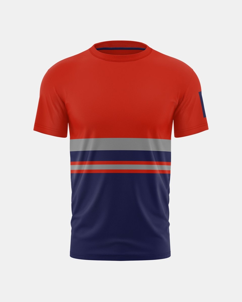 Hi-Vis Workwear T-Shirt | Neon Orange & Navy with Reflective Stripe – NOROZE