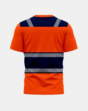 Hi-Vis Workwear T-Shirt | Neon Orange & Navy with Reflective Stripe – NOROZE