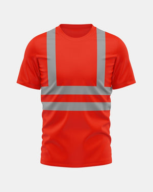Hi-Vis Workwear T-Shirt | Neon Orange with Reflective Stripe – NOROZE