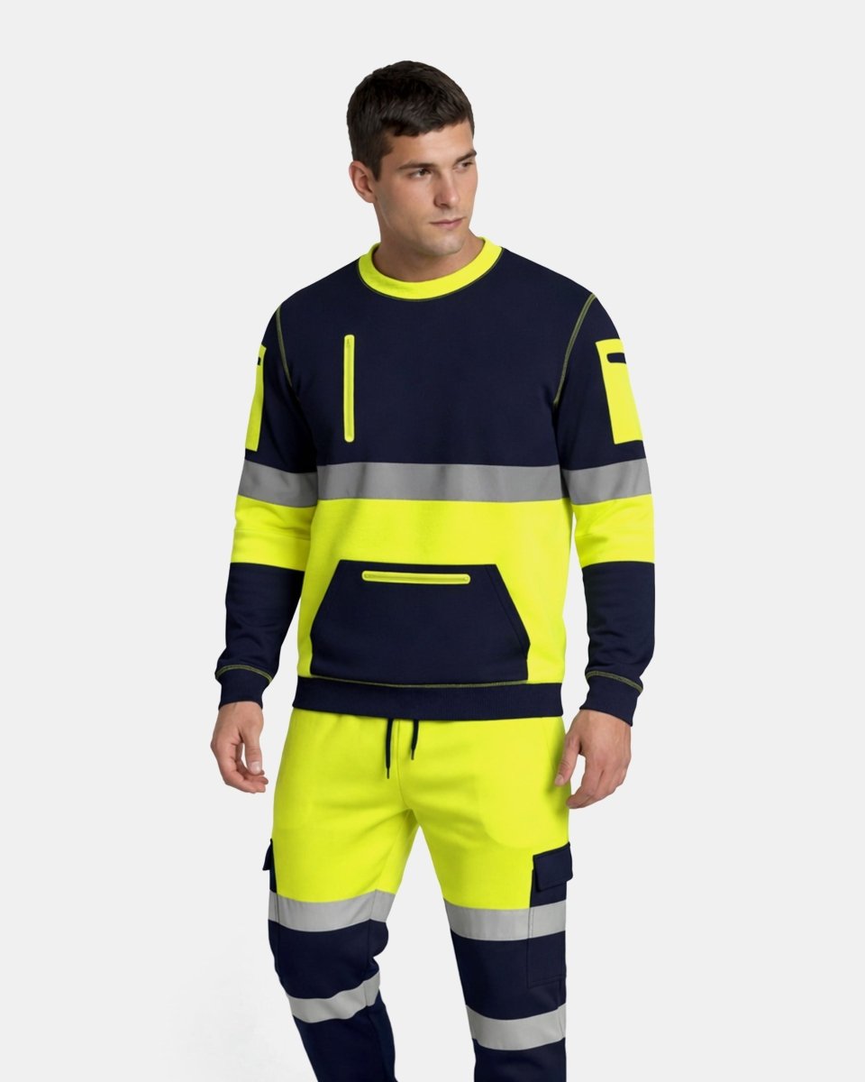 Hi-Vis Workwear Tracksuit | Neon Green & Navy with Reflective Tape – NOROZE