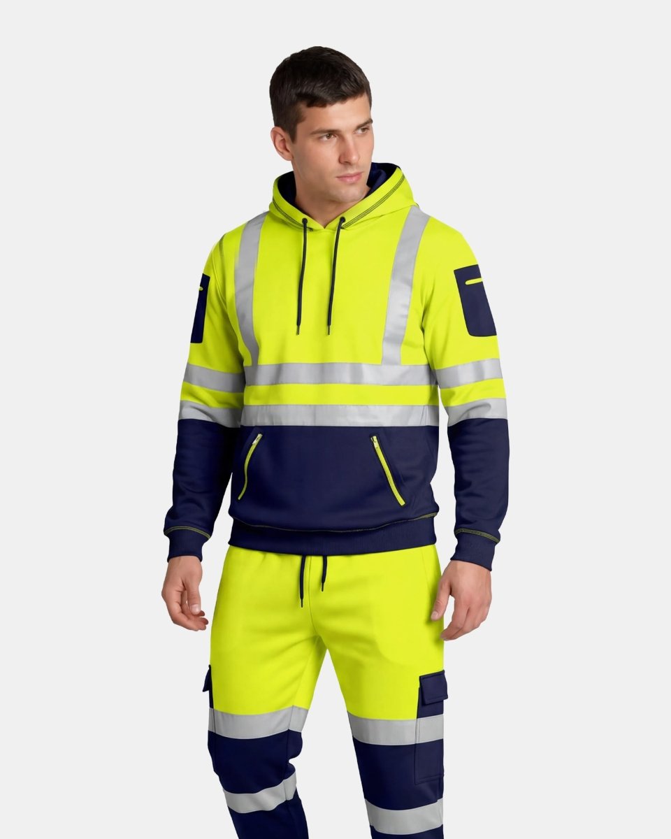 Hi - Vis Workwear Tracksuit | Neon Green & Navy with Reflective Tape – NOROZE