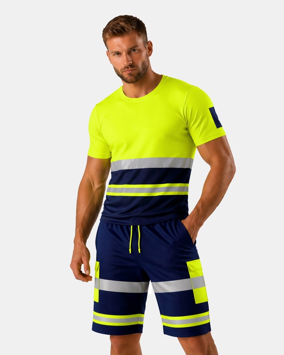 Hi - Vis Workwear Tracksuit | Neon Green & Navy with Reflective Tape – NOROZE