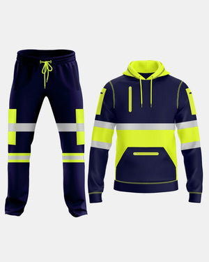Hi-Vis Workwear Tracksuit | Neon Green & Navy with Reflective Tape – NOROZE