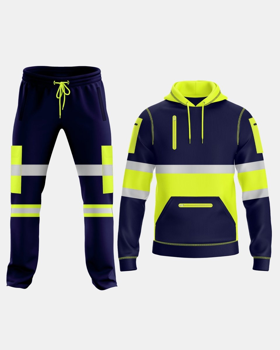 Hi-Vis Workwear Tracksuit | Neon Green & Navy with Reflective Tape – NOROZE