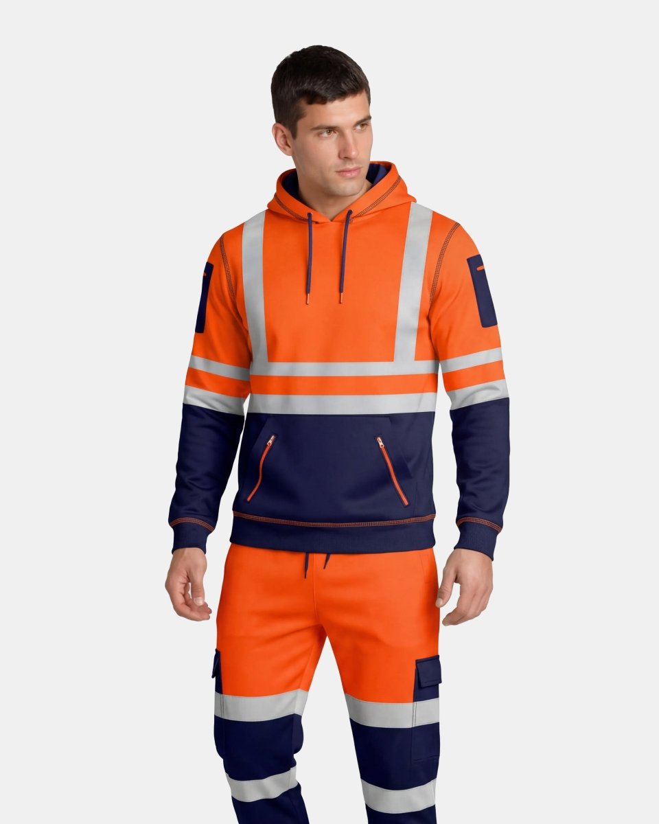 Hi - Vis Workwear Tracksuit | Neon Orange & Navy with Reflective Tape – NOROZE