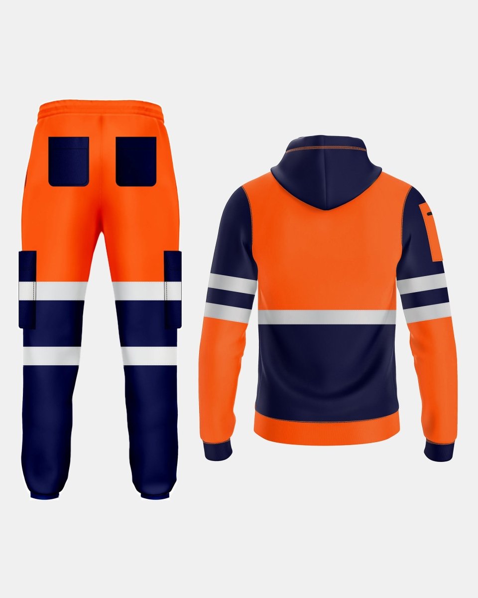 Hi-Vis Workwear Tracksuit | Neon Orange & Navy with Reflective Tape – NOROZE