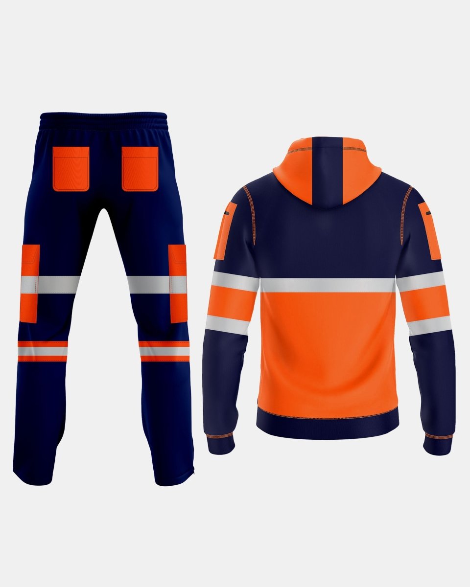 Hi-Vis Workwear Tracksuit | Neon Orange & Navy with Reflective Tape – NOROZE