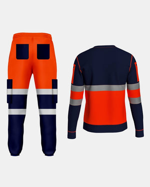 Hi-Vis Workwear Tracksuit | Neon Orange & Navy with Reflective Tape – NOROZE