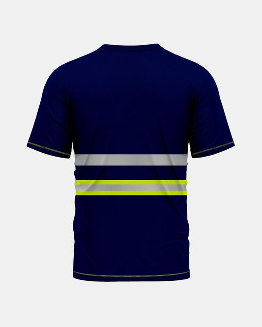 Hi - Viz Reflective Tape T-Shirt (Neon Green/Navy 3)