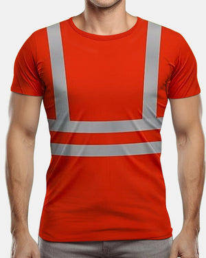 Hi - Viz Reflective Tape T-Shirt (Neon Orange/Grey 4)