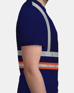 Hi - Viz Reflective Tape T-Shirt (Neon Orange/Navy 3)
