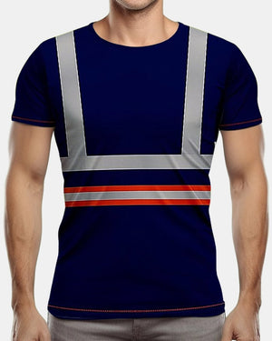 Hi - Viz Reflective Tape T-Shirt (Neon Orange/Navy 3)