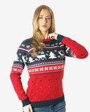 Hoho Reindeer Tree Navy Womens Xmas Jumpers