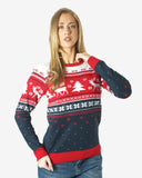 Hoho Reindeer Tree Red Womens Xmas Jumpers