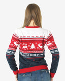 Hoho Reindeer Tree Red Womens Xmas Jumpers