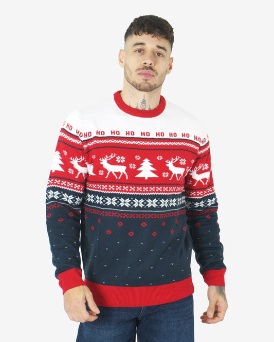 Hoho Reindeer Tree Red Xmas Jumpers