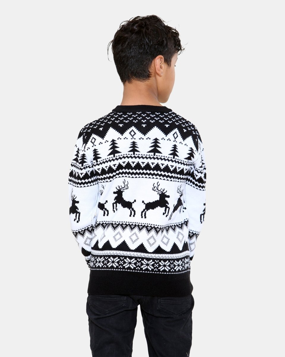 Jumping Reindeer Black Kids Xmas Jumper