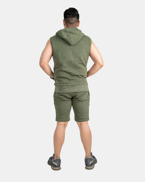 Khaki Mens S - Less Short Tracksuit Set