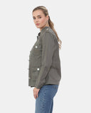 Khaki Military Style Summer Jacket (Silver Button)
