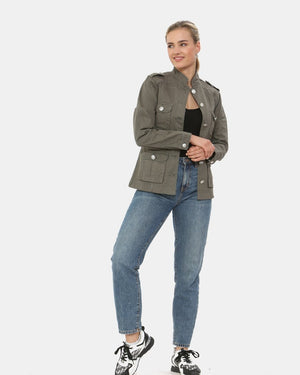 Khaki Military Style Summer Jacket (Silver Button)