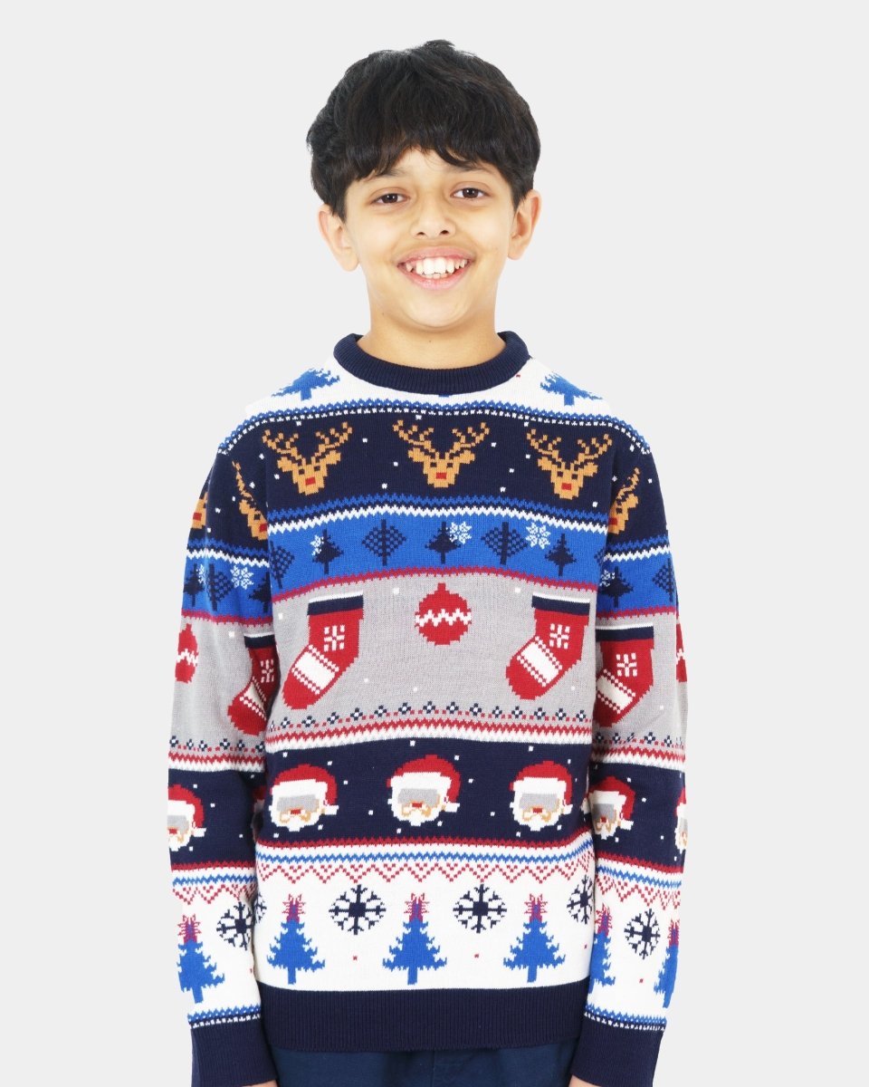 Kids Christmas Reindeer Moose Fair Isle with Baubles Stockings