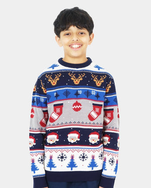 Kids Christmas Reindeer Moose Fair Isle with Baubles Stockings