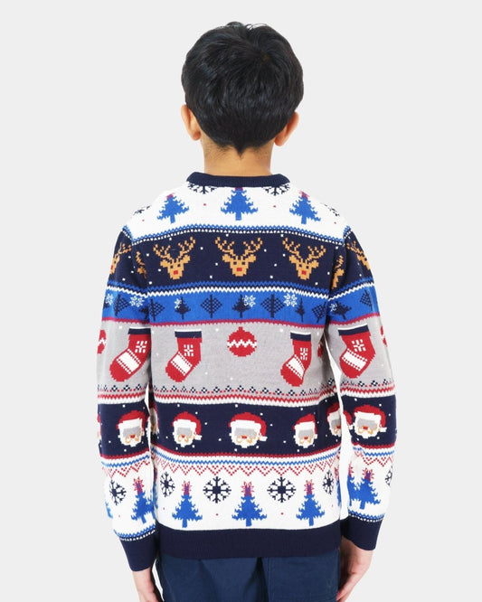 Kids Christmas Reindeer Moose Fair Isle with Baubles Stockings