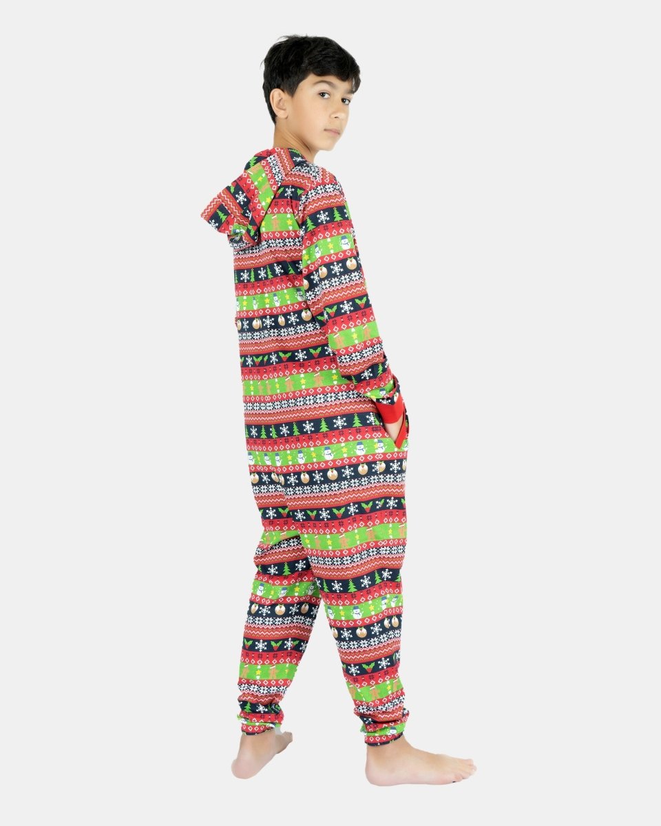 Kids Red Loungewear Christmas Onesie