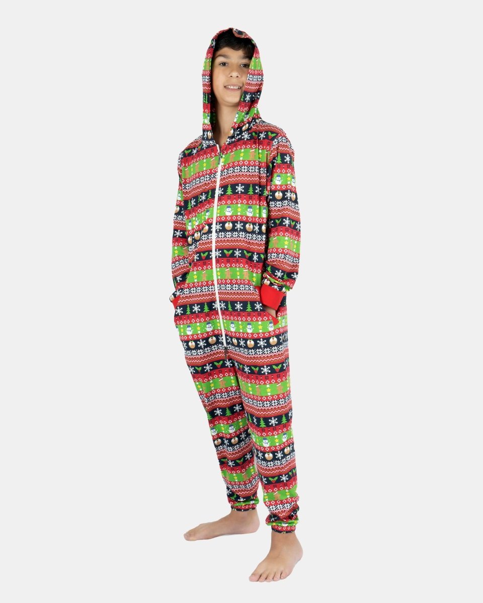 Kids Red Loungewear Christmas Onesie
