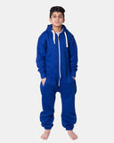 Kids Royal Blue Cozy Fleece Hooded Onesie – Unisex