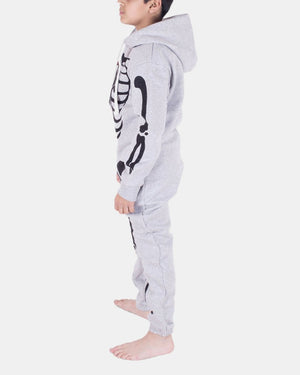 Kids Silver Grey Skeleton Fleece Onesies
